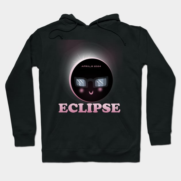 Cute Solar eclipse April 8 ,2024 with sunglasses cartoon Funny Hoodie by Whisky1111